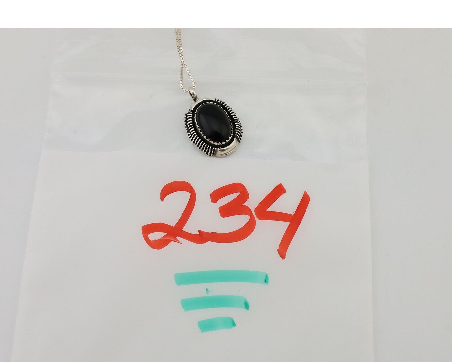 Navajo Necklace 925 Silver Black Onyx Artist Signed LY C.80's