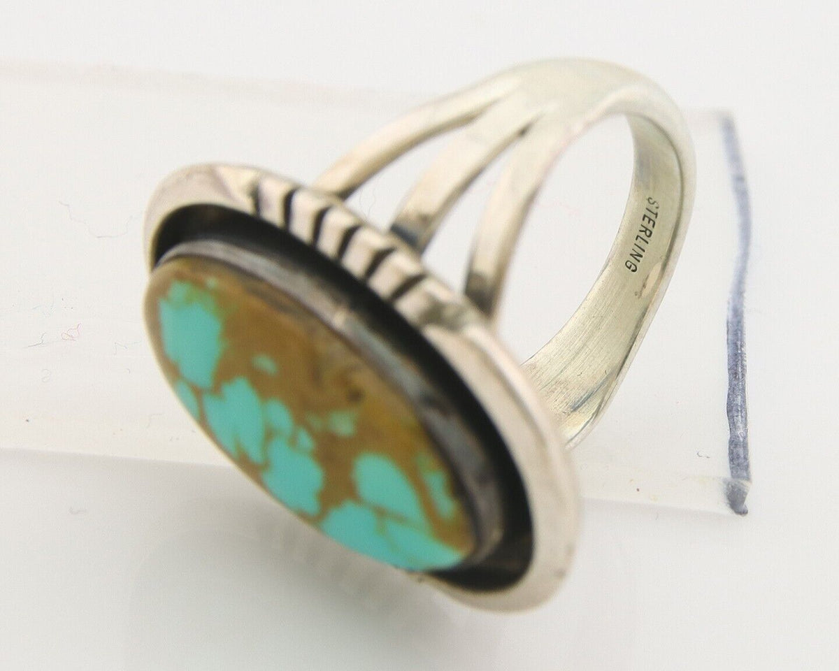 Navajo Ring 925 Sterling Natural Blue Turquoise Native Artist C.80's Size 5.25