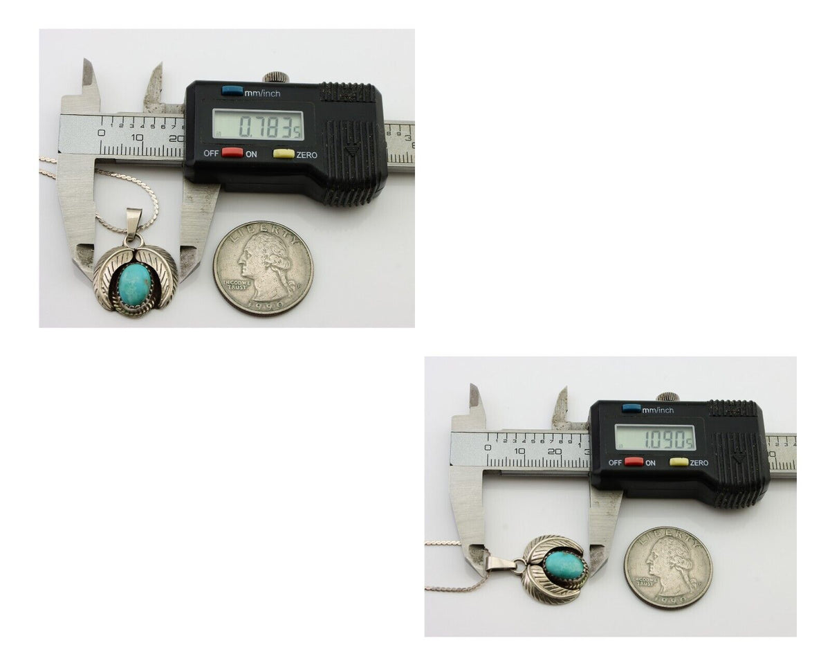 Navajo Turquoise Necklace 925 Silver Native American Artist C.80's
