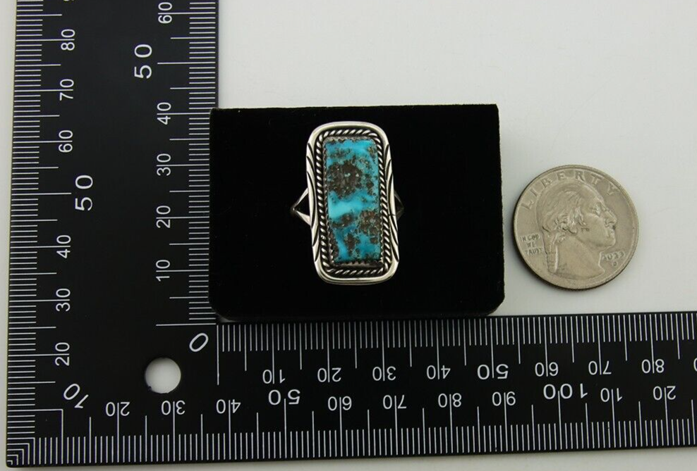 Navajo Ring .925 Sterling Silver Turquoise Artist Signed Mm C.80's