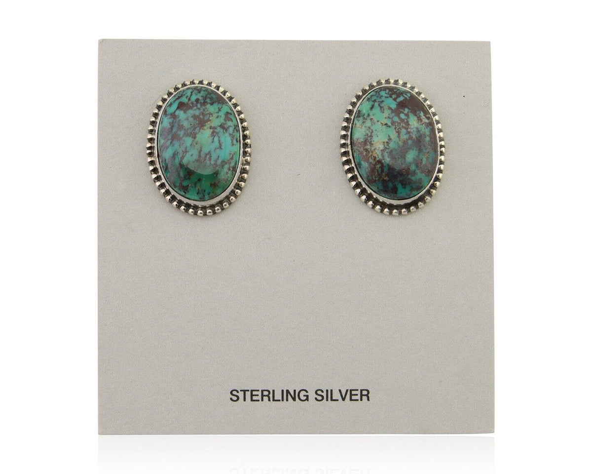 Navajo Dangle Earrings 925 Silver Blue Turquoise Signed Melissa Yazzie C.80's