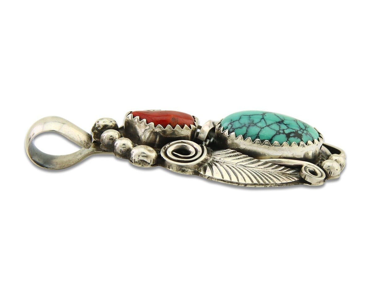 Navajo Necklace 925 Silver Spiderweb Turquoise Artist Signed Justin Morris C80s