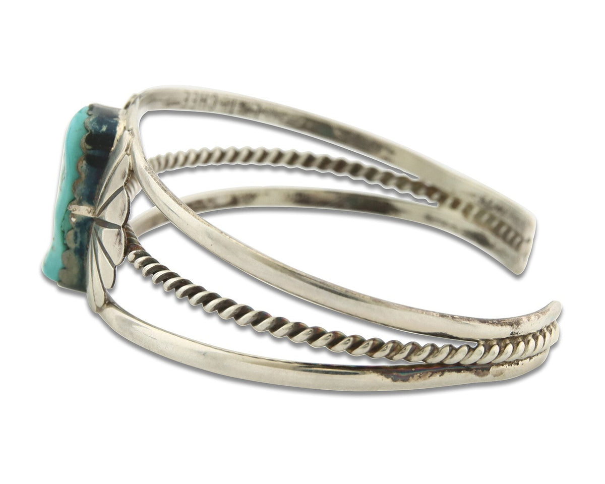 Vintage Navajo Bracelet 925 Silver Turquoise Handmade Signed L T Chee