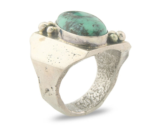 Vintage Navajo Ring 925 Sterling Authentic Turquoise Signed Sammy Begay Size 12