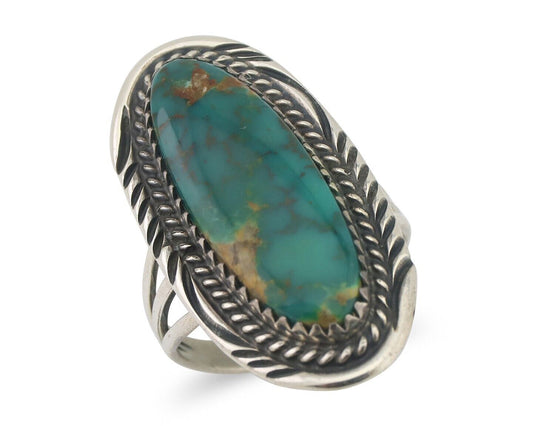 Navajo Ring 925 Silver Natural Blue Turquoise Artist Signed USA C.80's