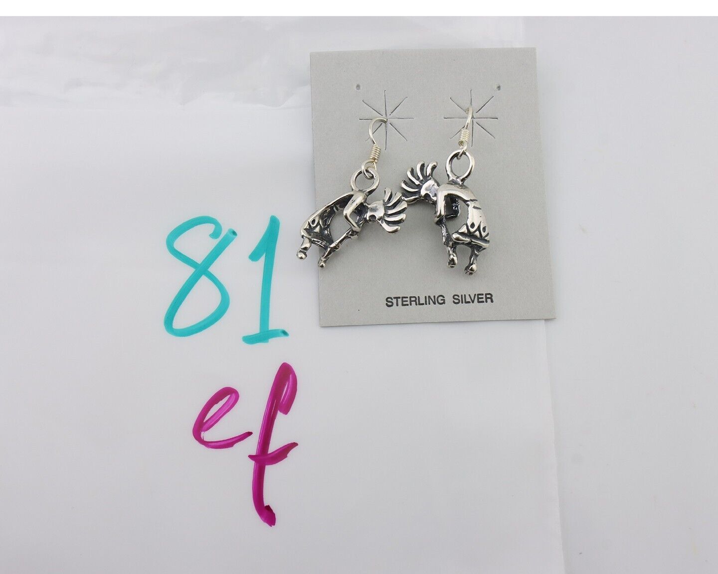 Navajo Kokopelli Dangle Earrings 925 Silver Native American Artist C.80's