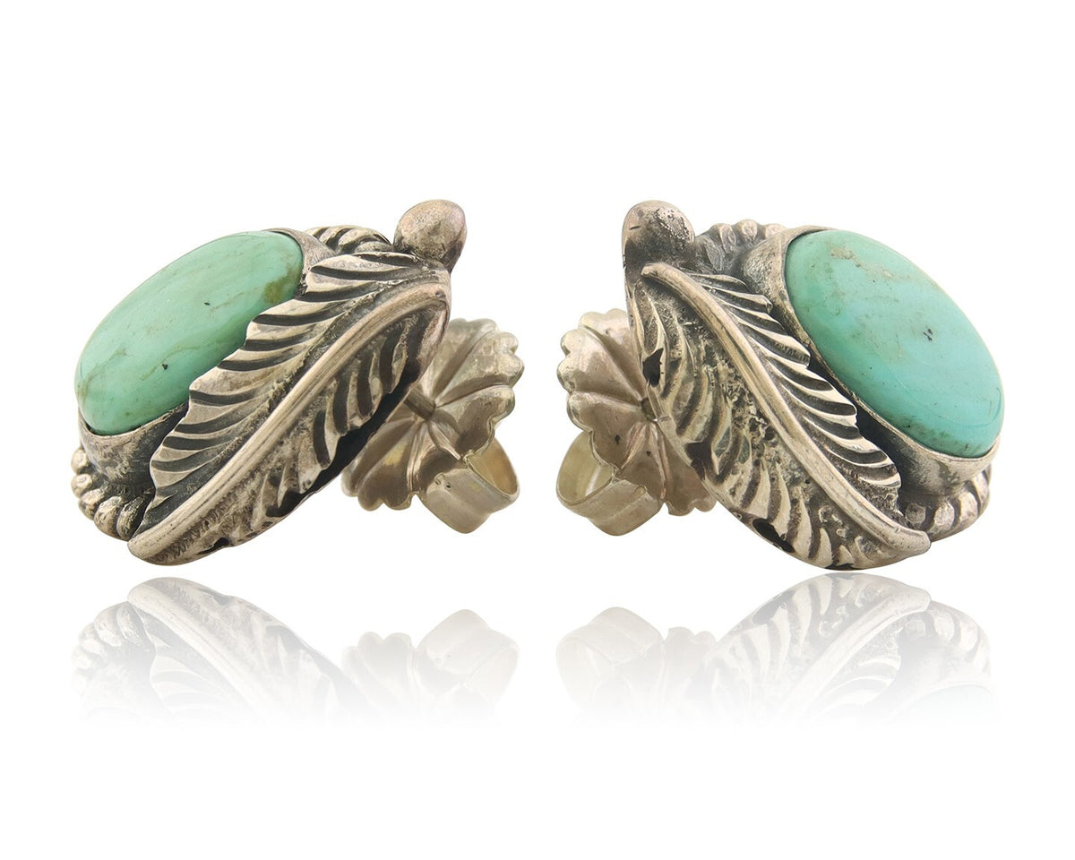 Navajo Earrings 925 Silver Natural Turquoise Native American Artist C.80's