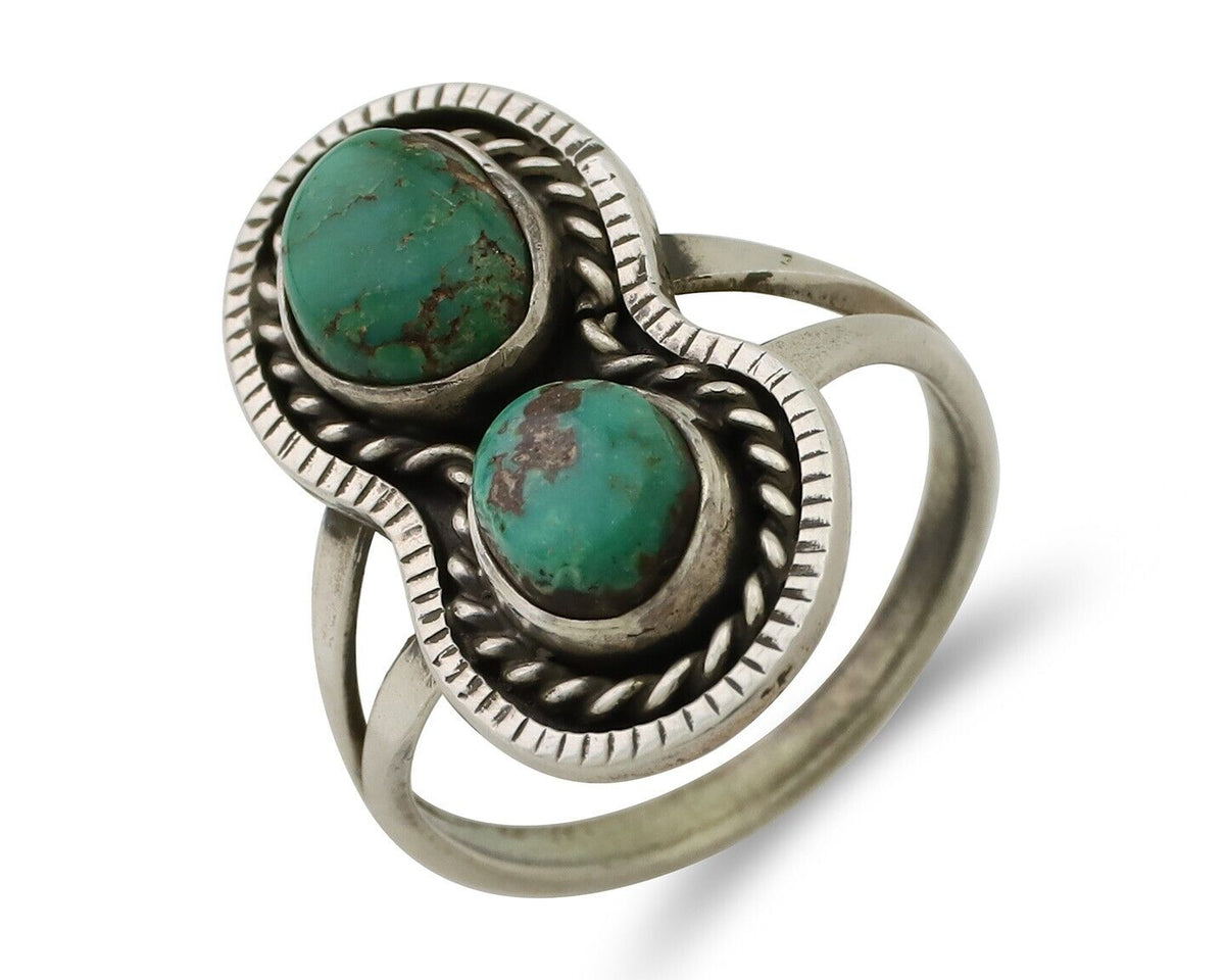 Navajo Handmade Ring 925 Silver Natural Turquoise Native American Artist C.80's