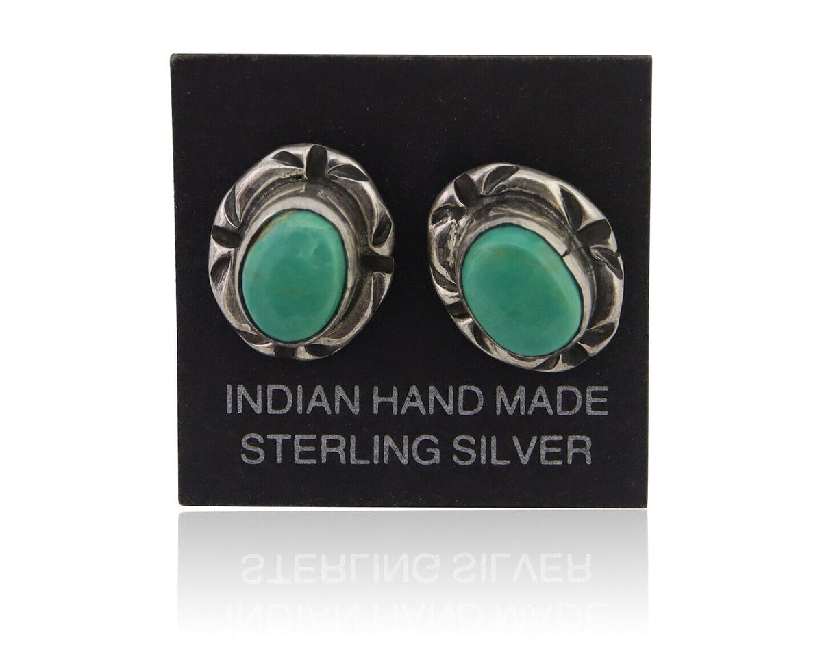 Navajo Earrings 925 Silver Turquoise Native American Artist C.80's
