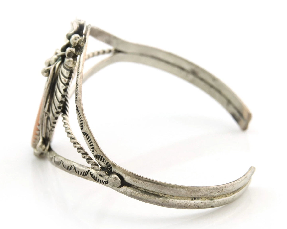 Navajo Cuff Bracelet Sterling Silver Authentic Pink Muscle Artist Signed EP
