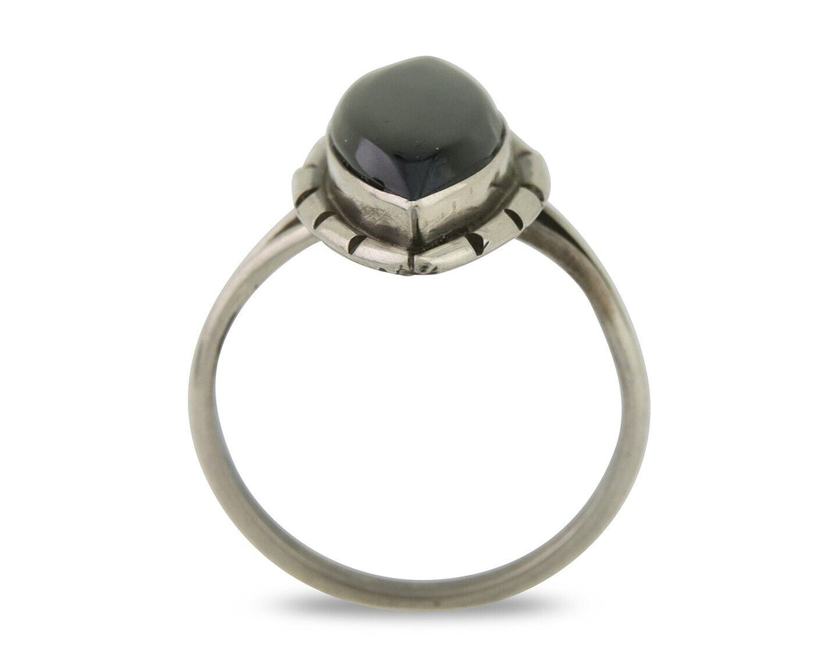Navajo Handmade Ring 925 Silver Black Onyx Artist Signed M #10 C.80's