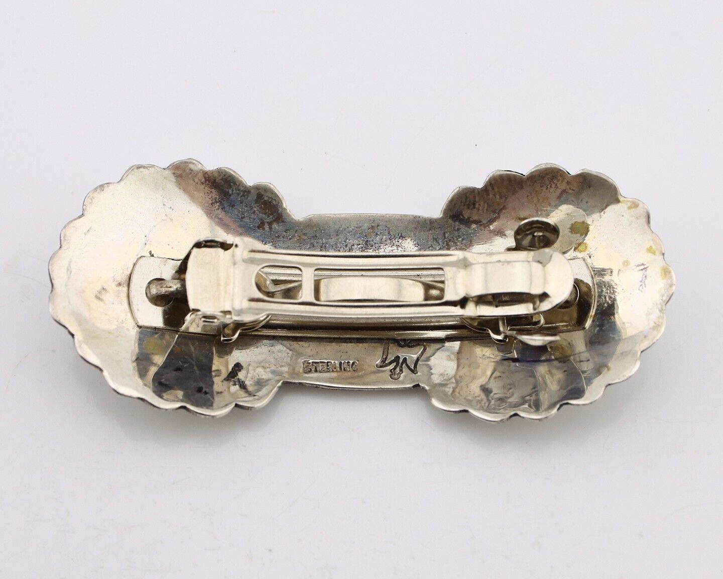 Women's Navajo Hair Clip Hand Stamped 925 Silver Artist Signed C Montoya C.80's