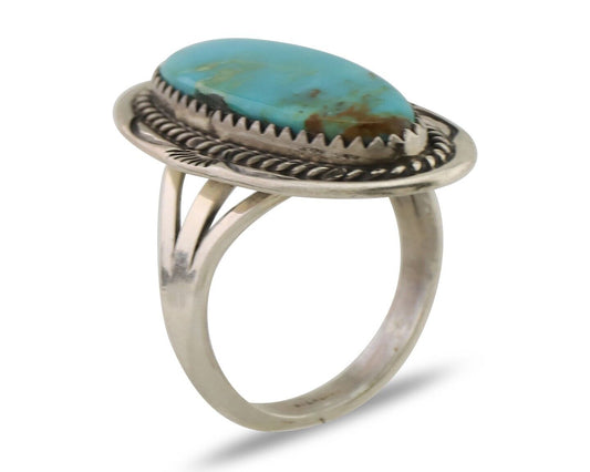 Navajo Ring 925 Silver Natural Blue Turquoise Native American Artist C.80's