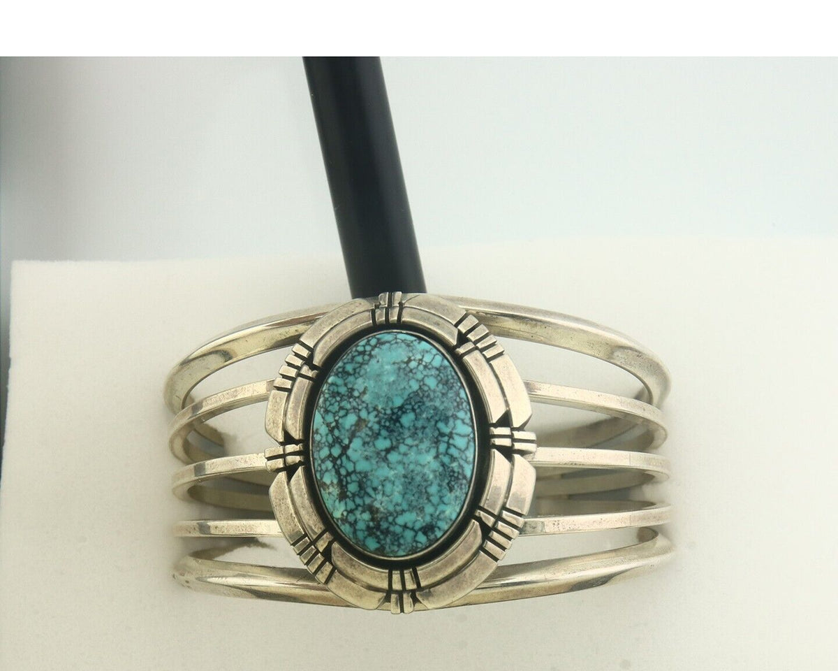 Navajo Bracelet 925 Silver Turquoise Cuff Artist Signed Miamama C.80's