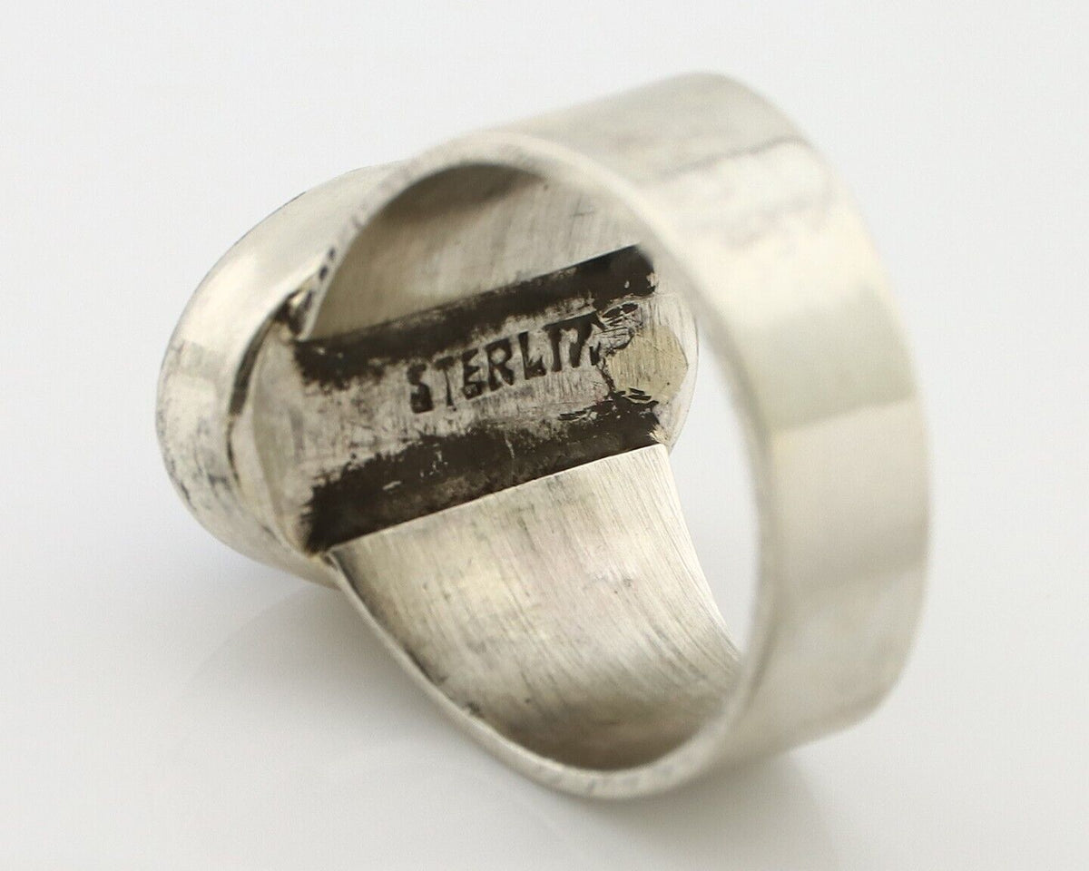 Zuni Inlaid Ring 925 Silver Mixed Natural Gemstones Native American Artist C.80s