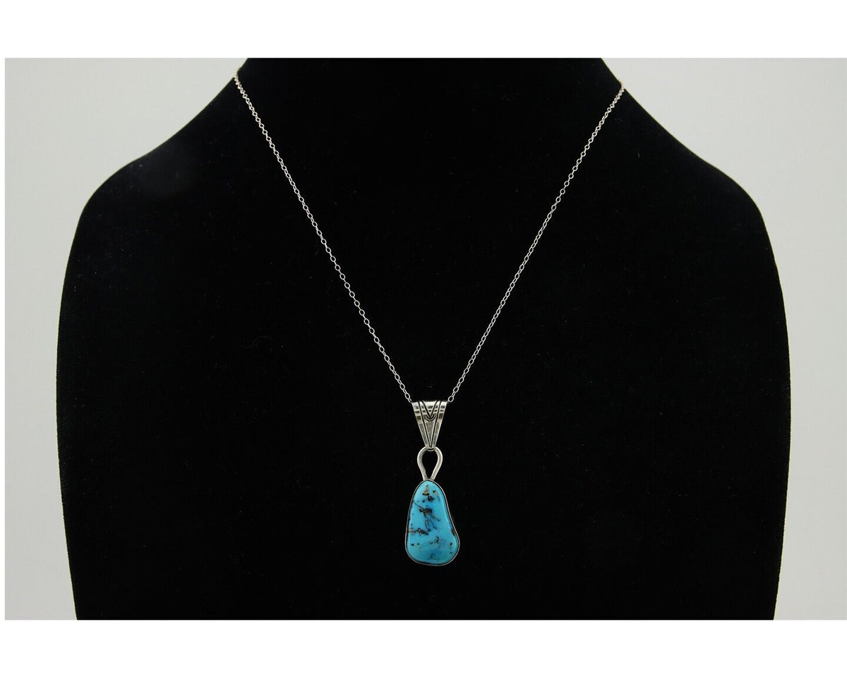 Navajo Necklace 925 Silver Blue Turquoise Artist Signed Tony Guerro C.80's