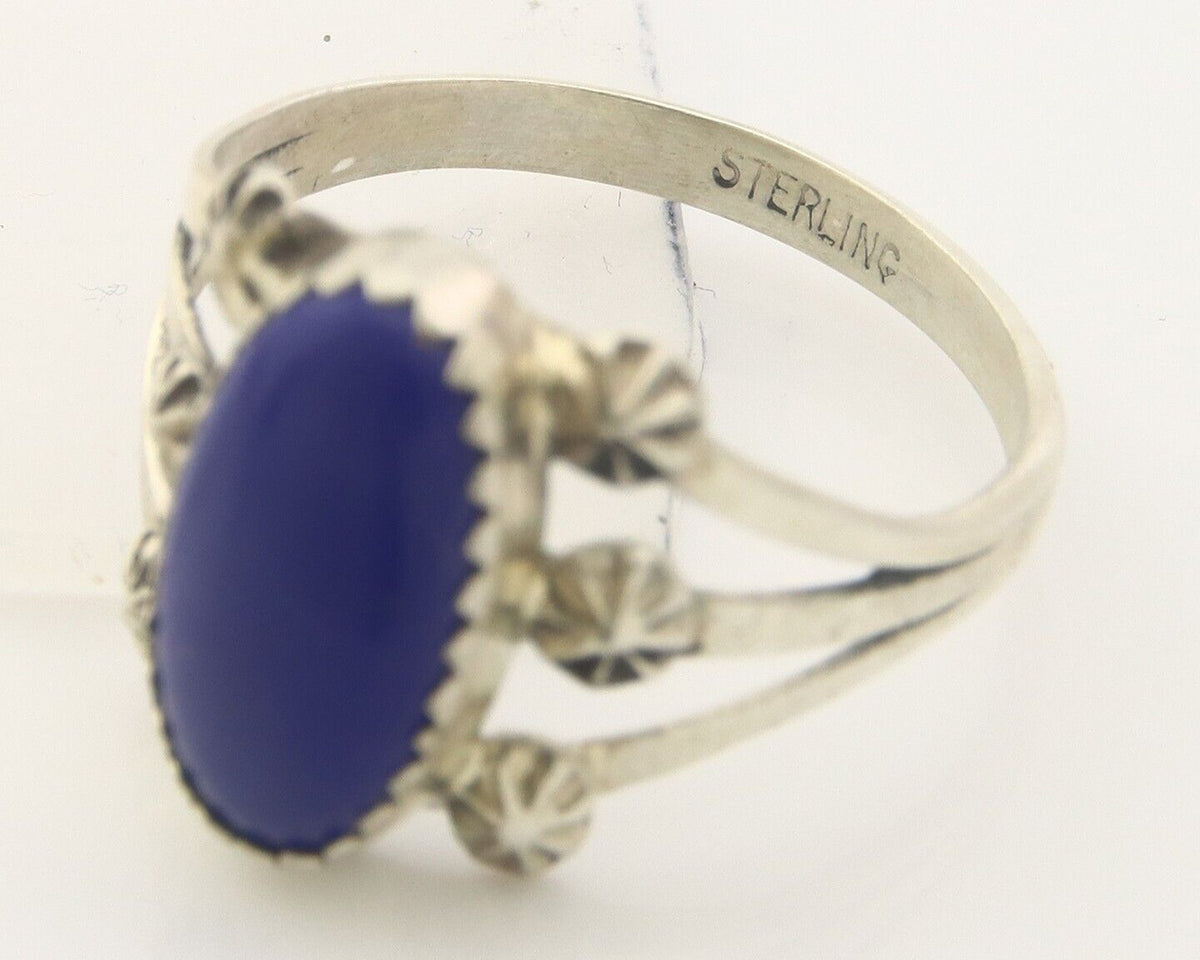 Navajo Ring 925 Sterling Natural Lapis Handmade Native Artist C.80's