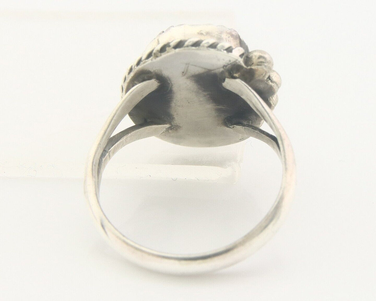 Navajo Ring 925 Sterling Natural Turquoise Native Artist C.80's Size 6.25