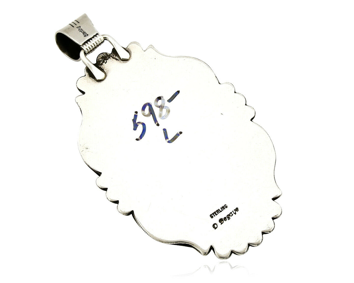 Navajo D Begay Pendant Natural Turquoise .925 Silver Hand Stamped C.80's