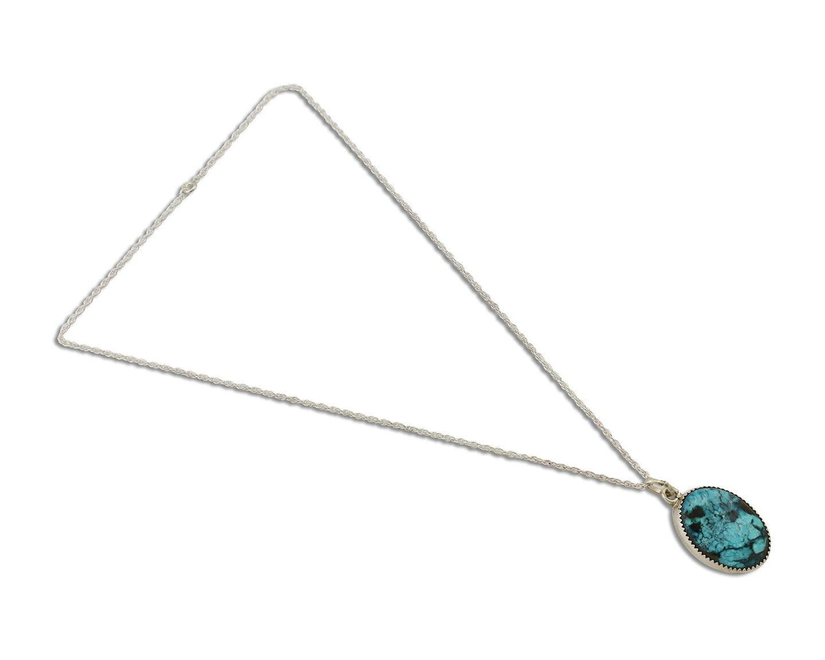 Navajo Turquoise Necklace 925 Silver Native American Artist C.80's