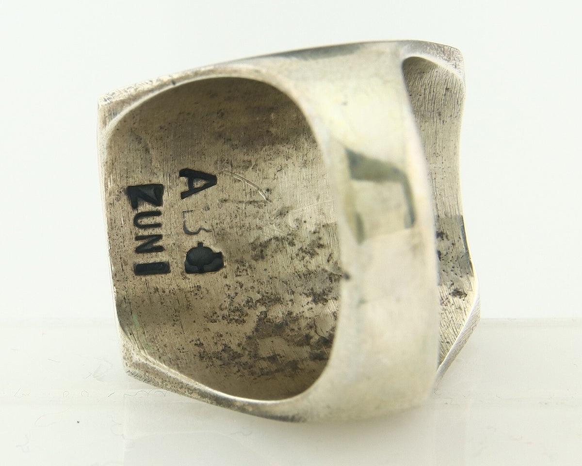 Vintage Zuni Ring 925 Sterling Authentic Natural Gemstone Signed Bowannie 11.25