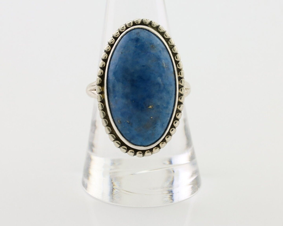 Navajo Handmade Ring 925 Silver Blue Denim Lapis Artist Signed M C.80's