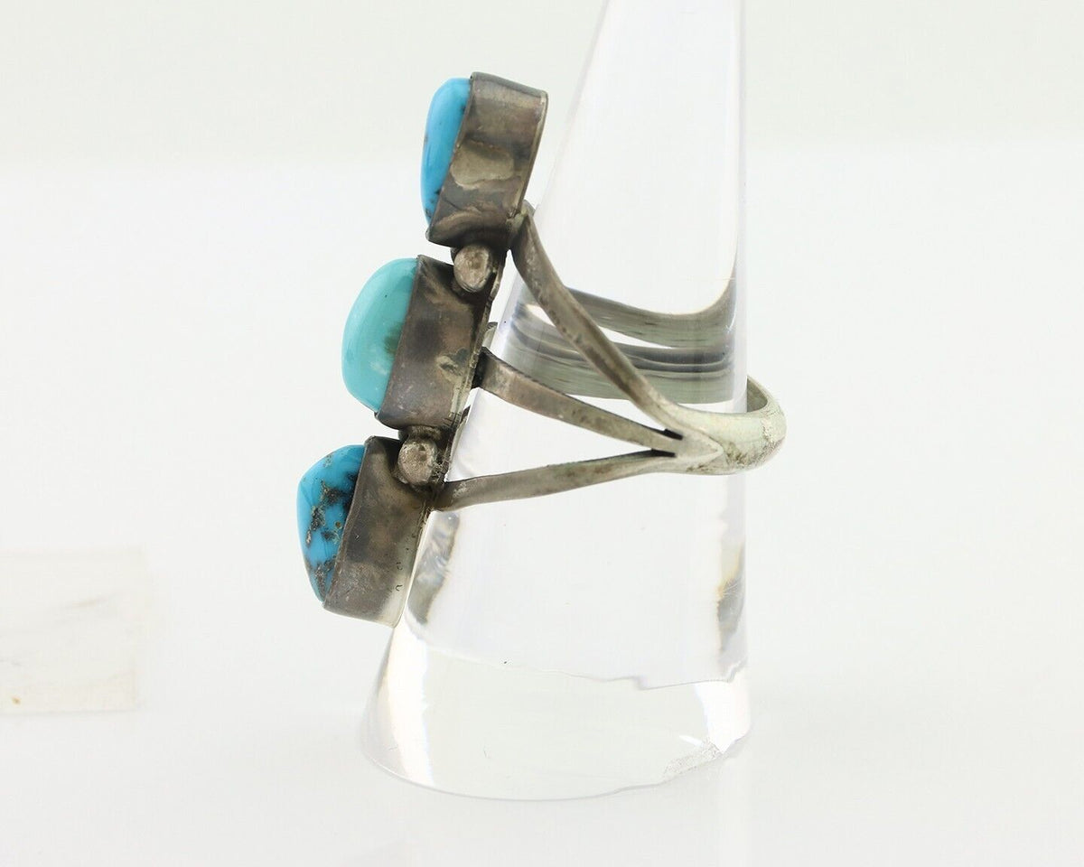 Navajo Ring 925 Silver Natural Blue Turquoise Native American Artist C.80's
