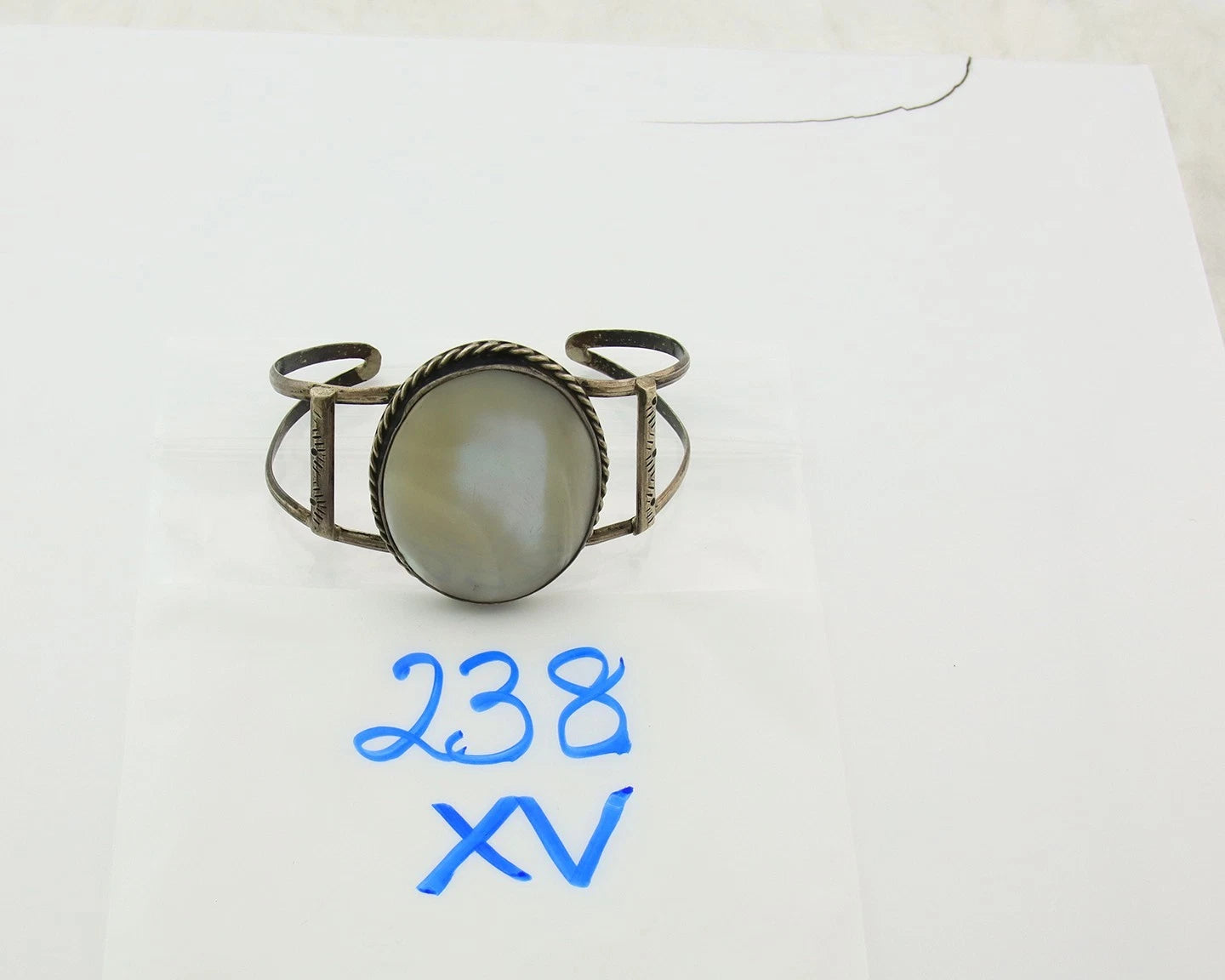 Navajo Cuff Bracelet Sterling Silver MOP Vintage Native Artist Handmade