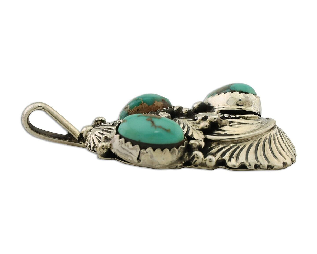 Navajo Pendant 925 Silver Natural Bisbee Turquoise Signed Tom Willeto C.80's