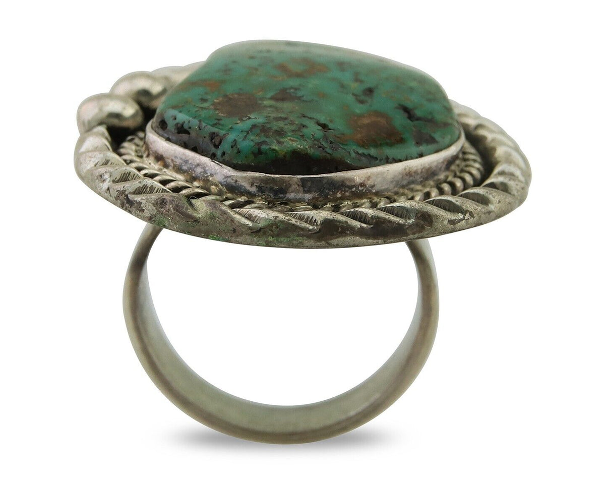 Navajo Ring .925 Silver Natural Turquoise Artist Signed Zachary C.80's