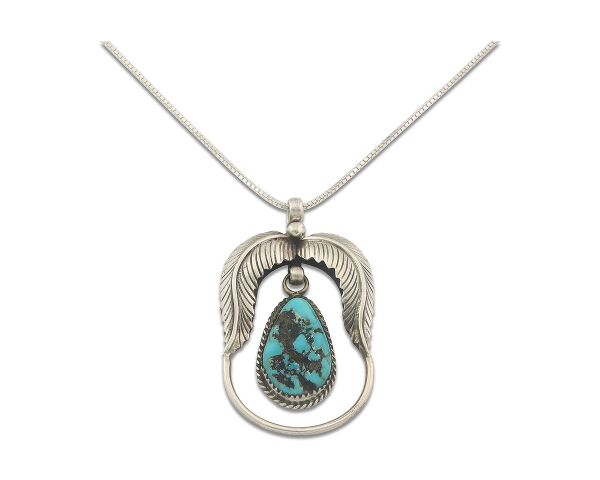 Navajo Sterling silver Necklace Turquosie Authentic Vintage Artist Signed