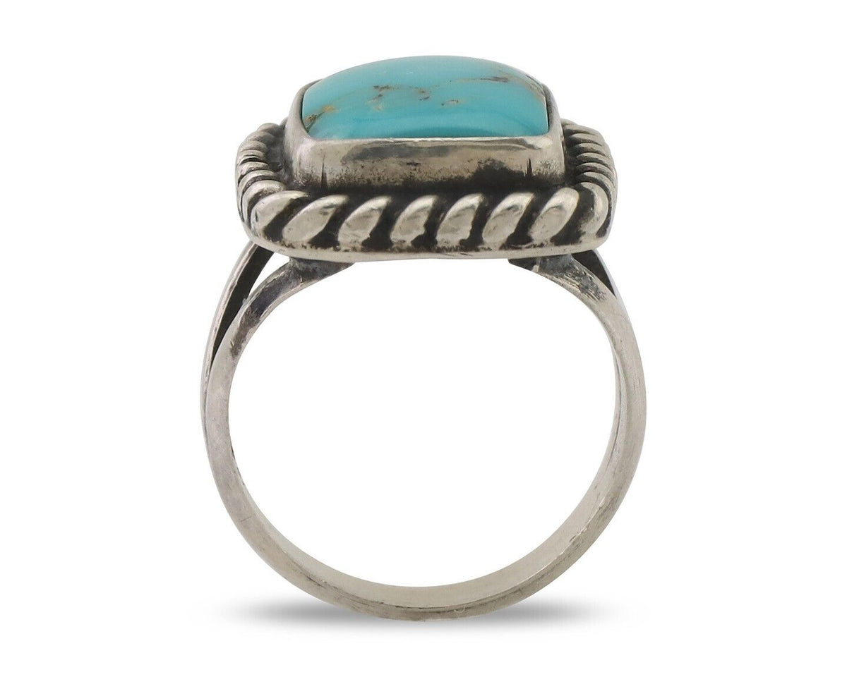Navajo Ring 925 Silver Mountain Turquoise Artist Signed Apache Mfg C.80's
