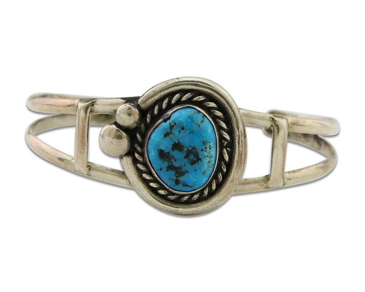 Navajo Bracelet 925 Silver Turquoise Cuff Artist Signed C Montoya C.80's