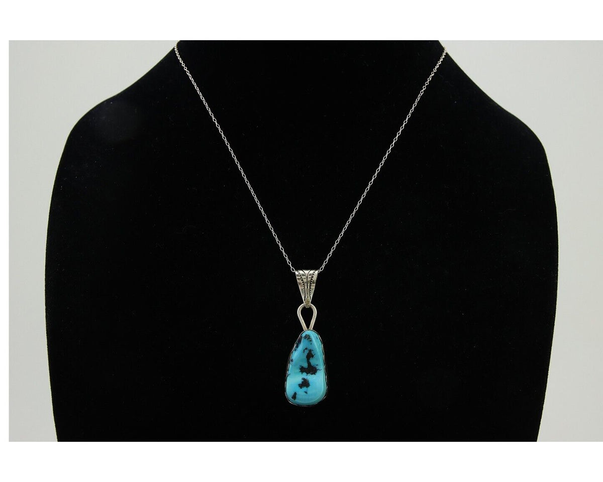 Navajo Necklace 925 Silver Blue Turquoise Artist Signed Tony Guerro C.80's