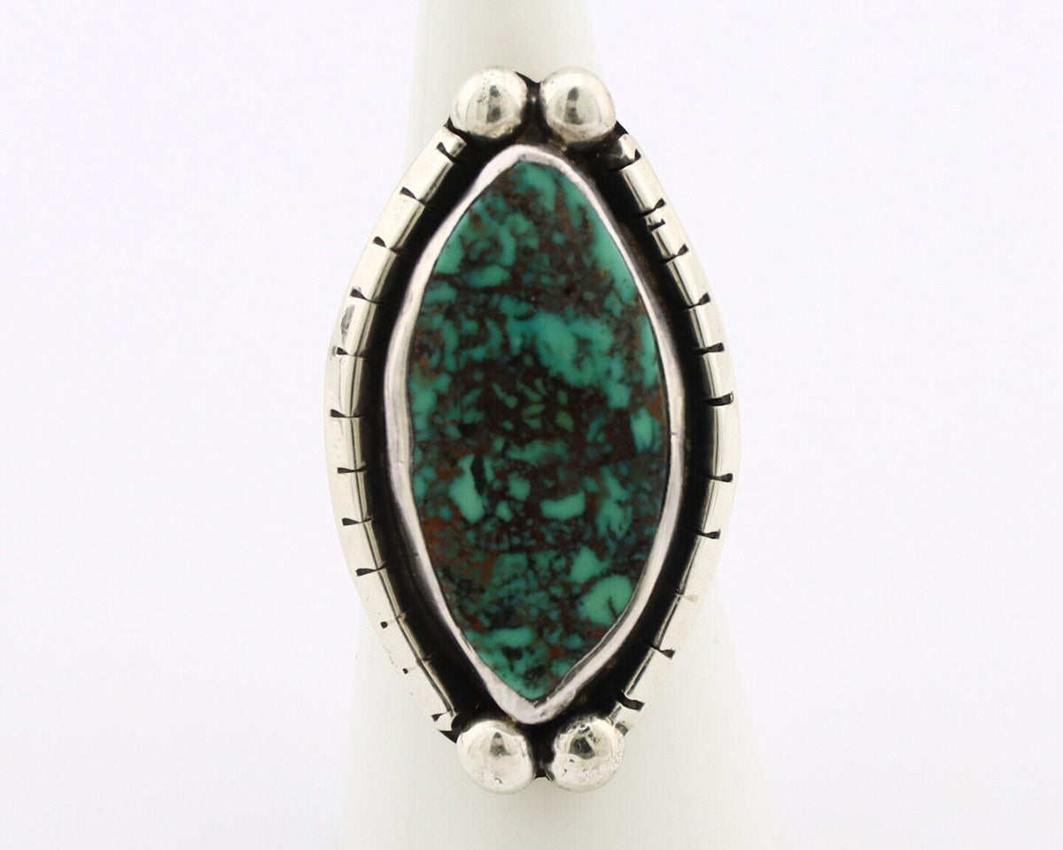 Navajo Ring 925 Silver Spiderweb Turquoise Artist Signed MP C.80's