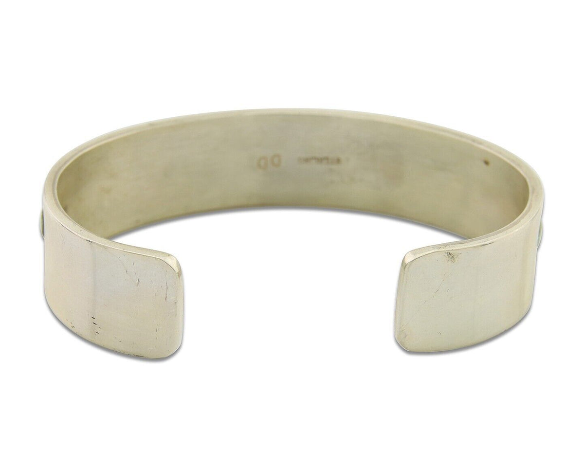 Navajo Bracelet 925 Silver Opal Cuff Artist Signed DD C.80's