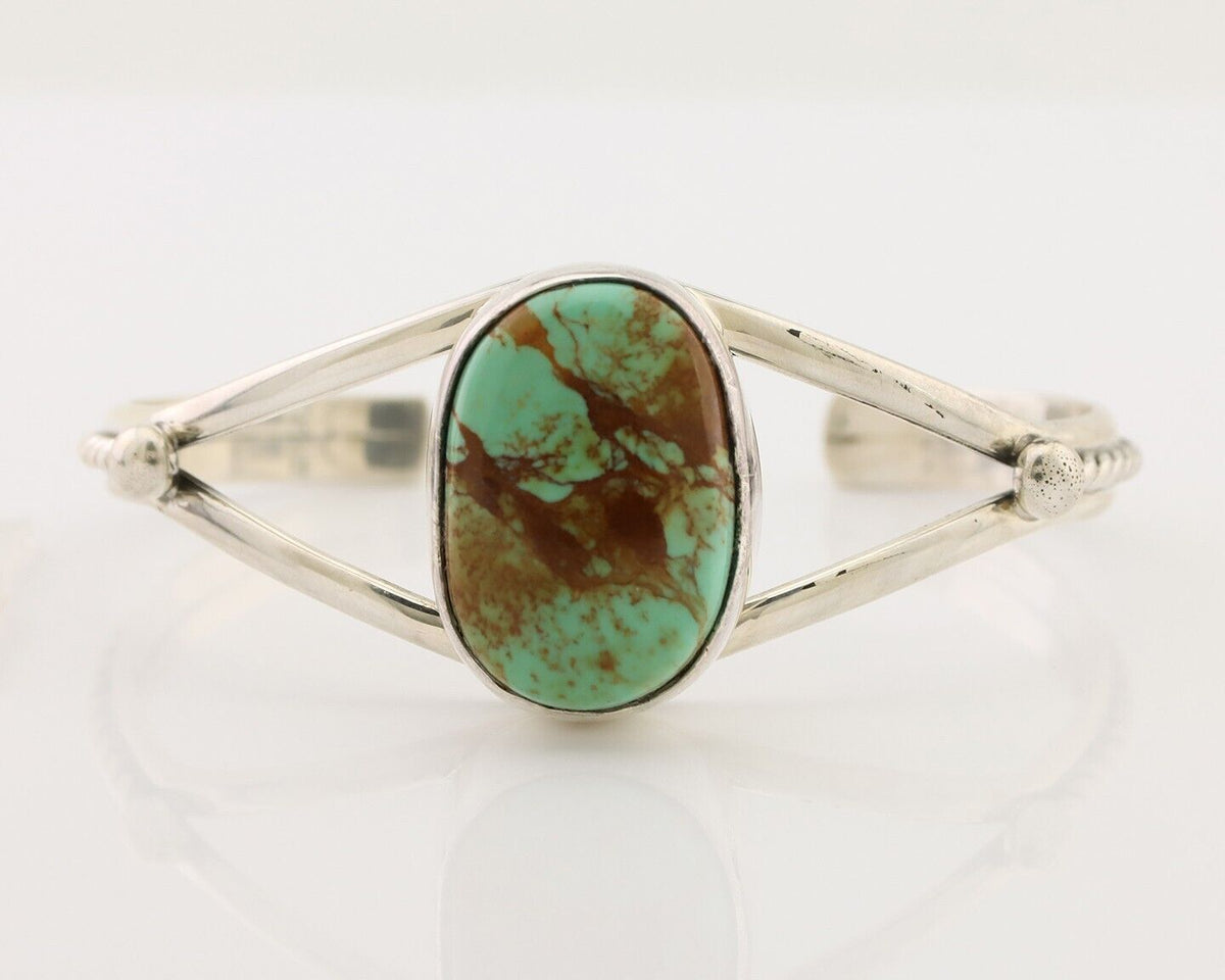 Navajo Cuff Bracelet 925 Silver Natural Blue Turquoise Artist Signed Gecko C.80s