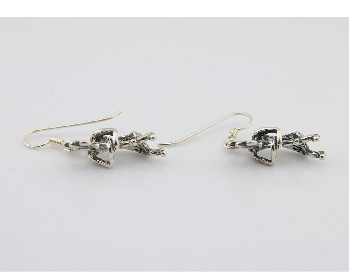 Navajo Kokopelli Dangle Earrings 925 Silver Native American Artist C.80's