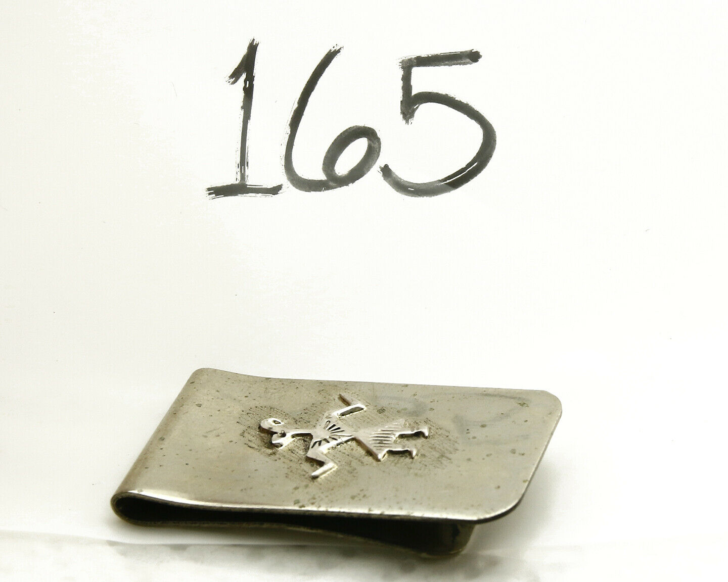 Navajo Money Clip .925 Silver & Nickle Hand Stamped Artist RB C.80's-90's