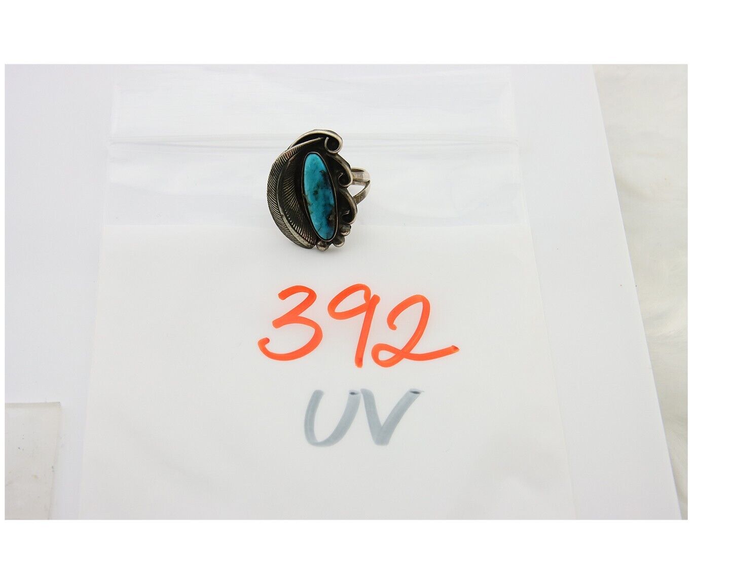Navajo Ring 925 Sterling Blue Turquoise Native American Artist C.80's
