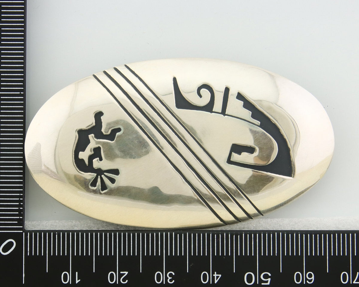 Navajo Belt Buckle 925 Sterling Silver Signed T Billy 1.5x2.5 in C.80's