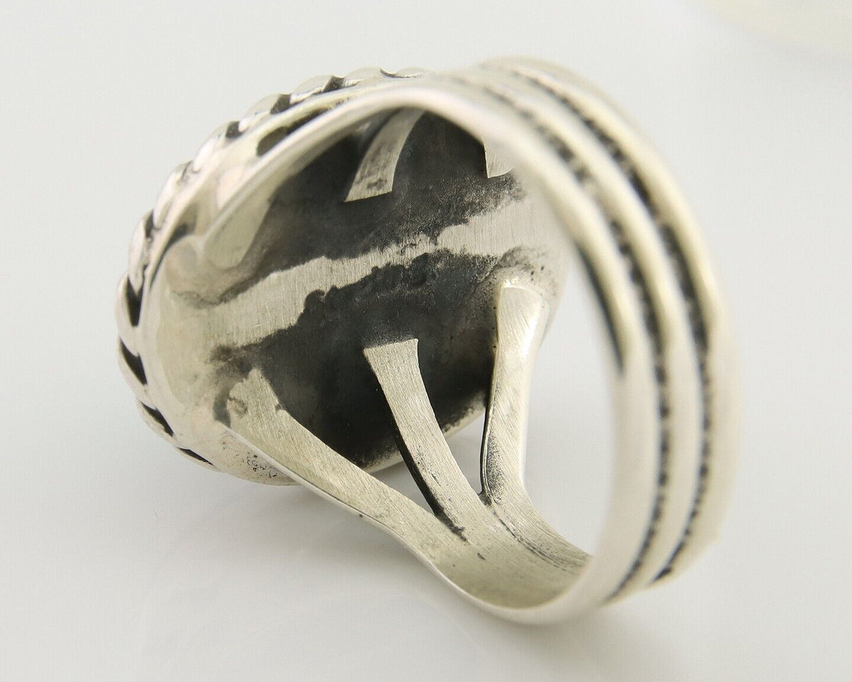 Navajo Ring 925 Silver Natural Malachite Native American Artist C.80's