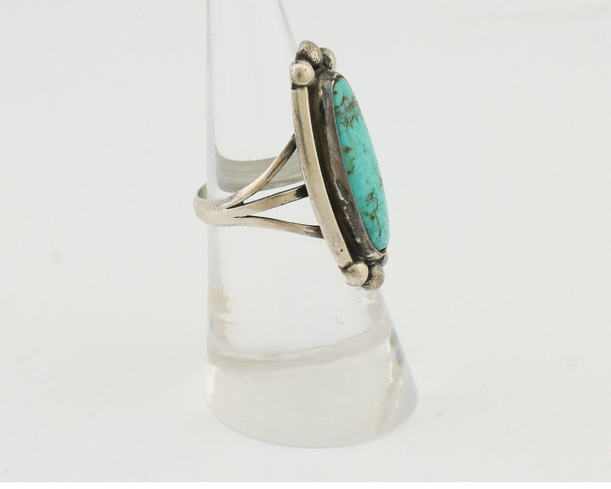 Navajo Turquoise Ring 925 Silver Artist Signed Sunrise Size 6.5 C.80's