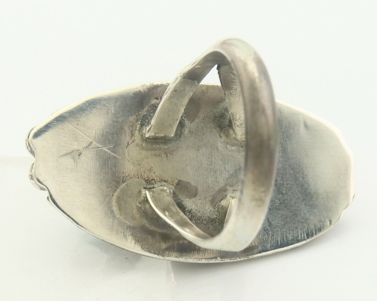 Navajo Ring 925 Sterling Turquoise Handmade Native Artist C.80's Size 7.5