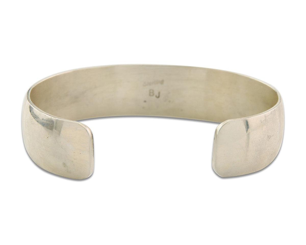 Vintage Navajo Bracelet 925 Silver Authentic Traditional Gemstone Signed BJ