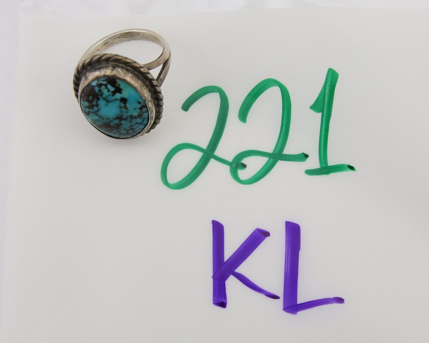 Navajo Handmade Ring 925 Silver Natural Turquoise Native Artist C.80's