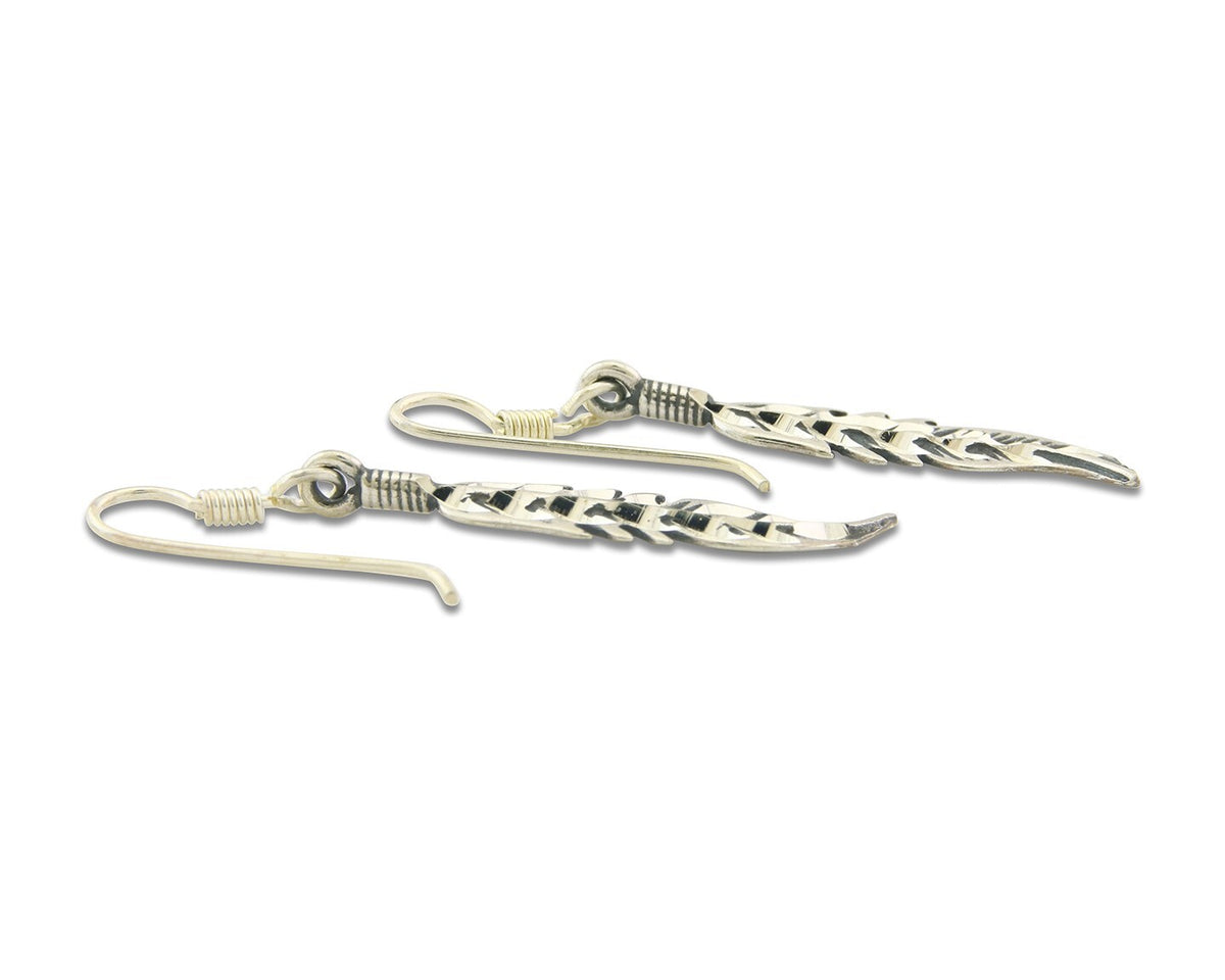 Navajo Feather Earrings Sterling Silver Dangle Vintage Authentic Signed Masha