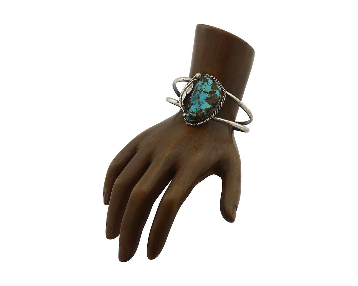 Navajo Bracelet 925 Silver Gober-Burnham Turquoise Native American Artist C.80's