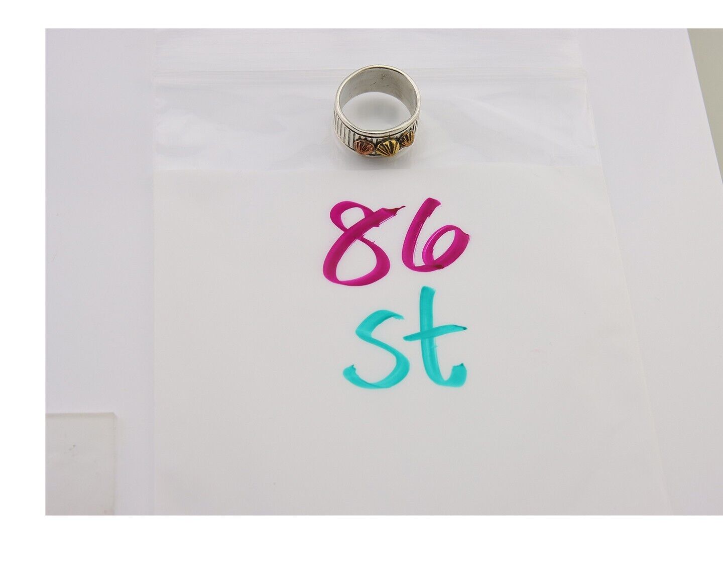 Navajo Handmade Ring 925 Silver & Gold Signed Kee Nataani C.80's