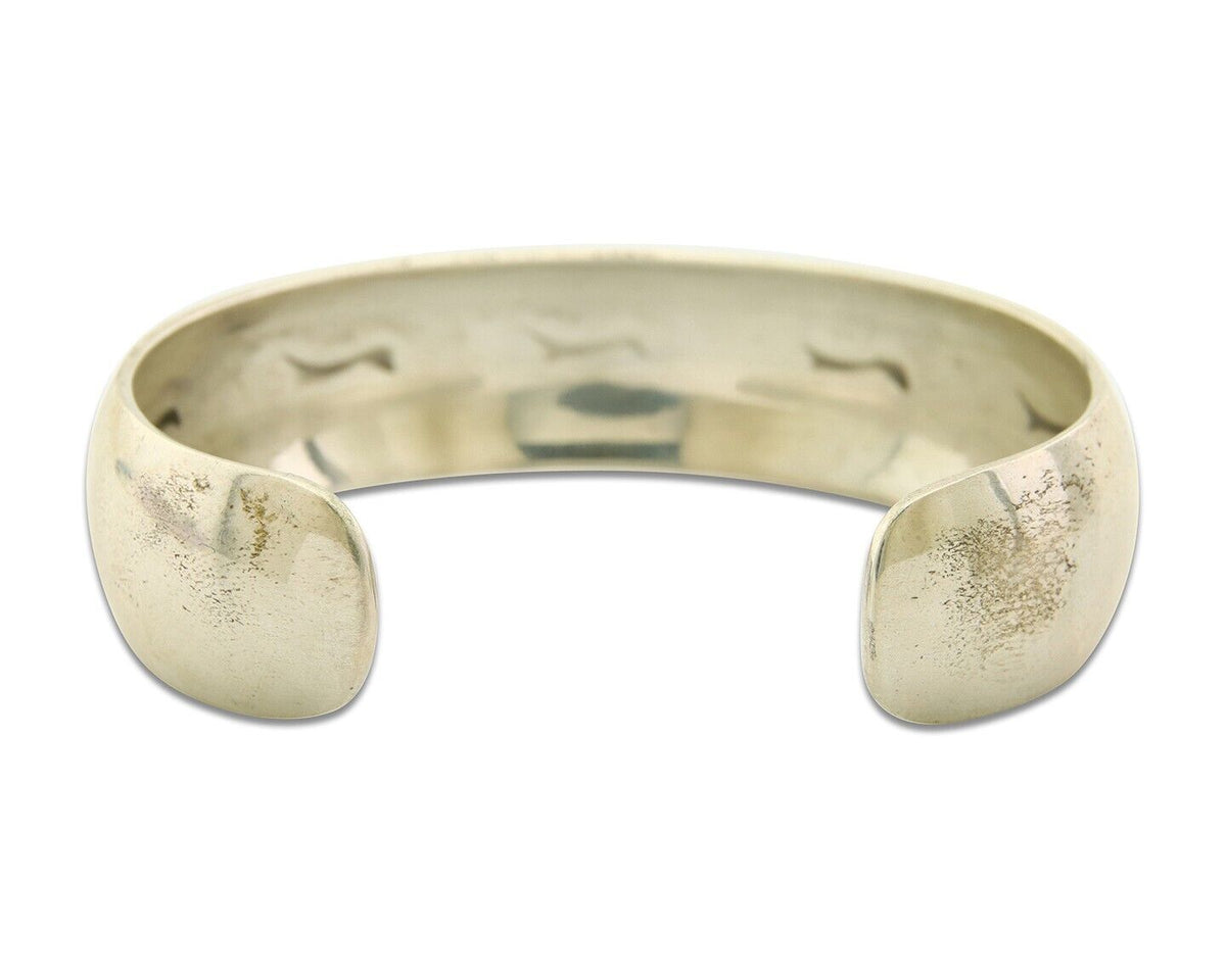Navajo Bracelet 925 Silver Handmade Cuff Artist Signed B Webb C.80's